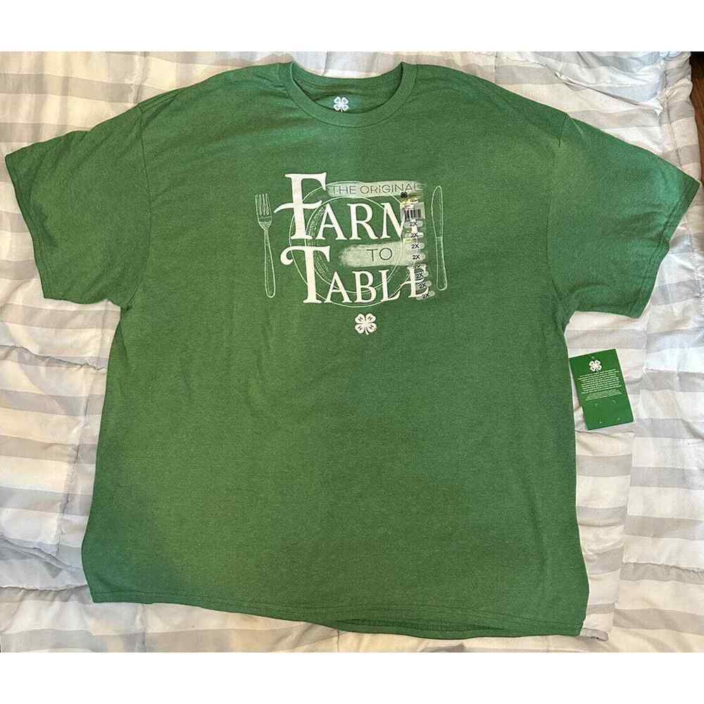 New The Original Farm To Table 4-H Green and White T-shirt 2 XL